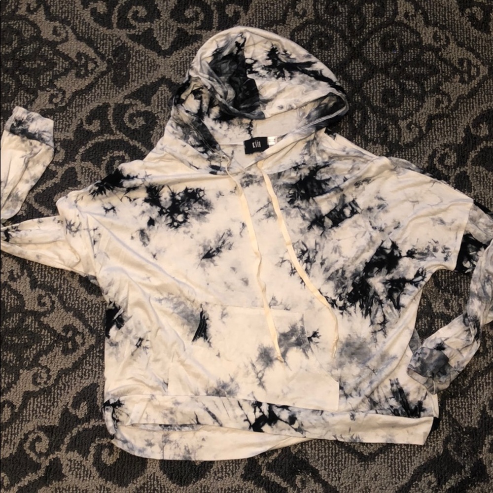 Tie dye cropped thin hoodie